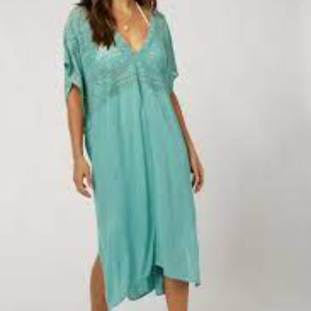O'Neill Teal Crochet-Detail Swim Coverup